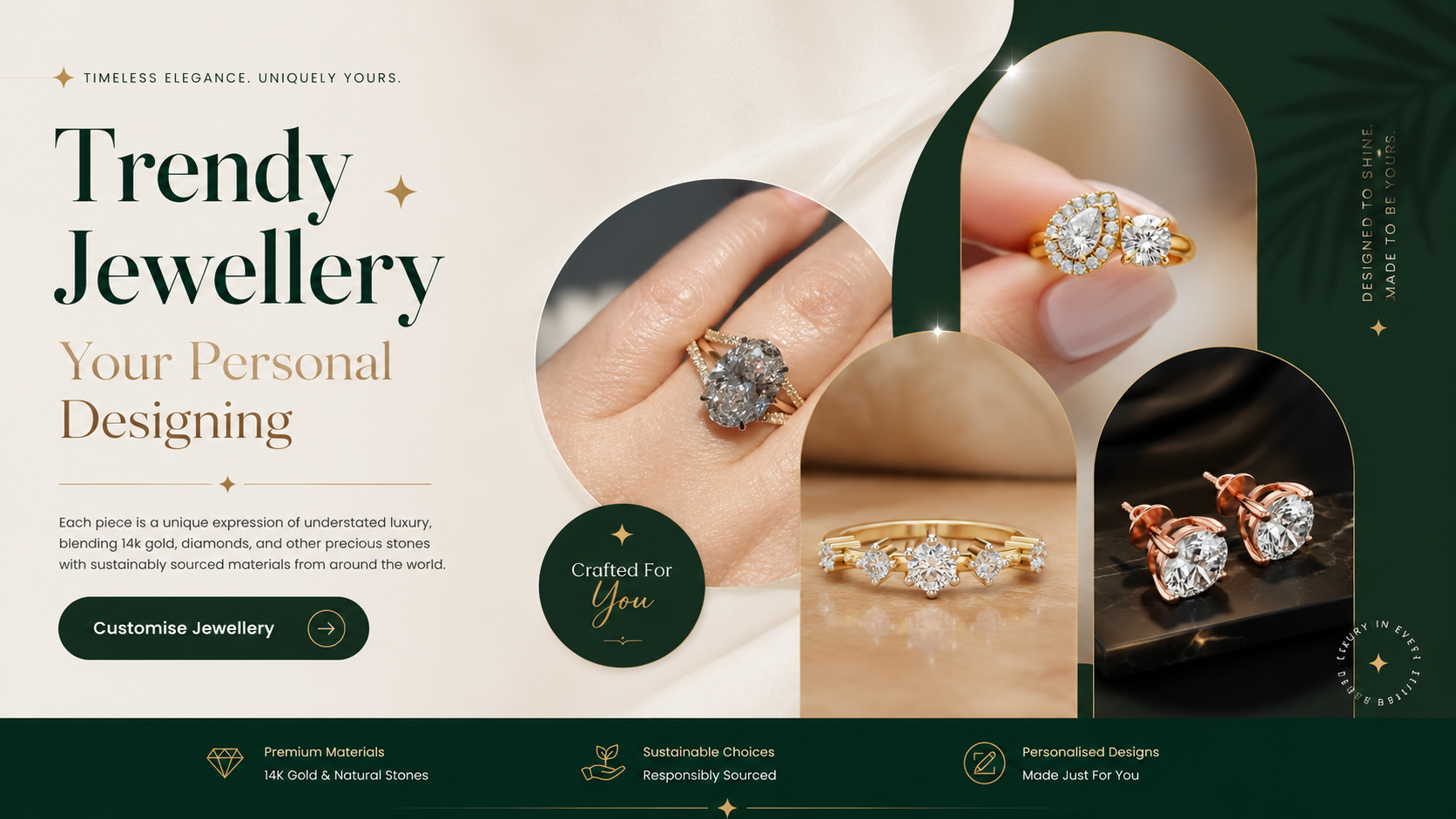 Handcrafted solitaire diamond ring